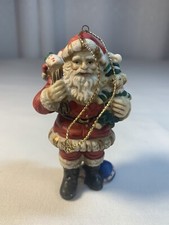 Vintage Santa Claus Christmas Ornament Folk Art Style Primitive Porcelain