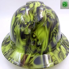 Hard Hat FULL BRIM custom hydro dipped , OSHA app hear no see no skulls