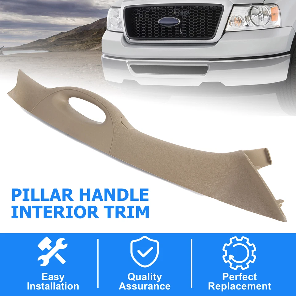RH Passenger Side Front A Pillar Trim Tan Handle For 2004-2008 Ford F150 F-150 - Imagem 3 de 4