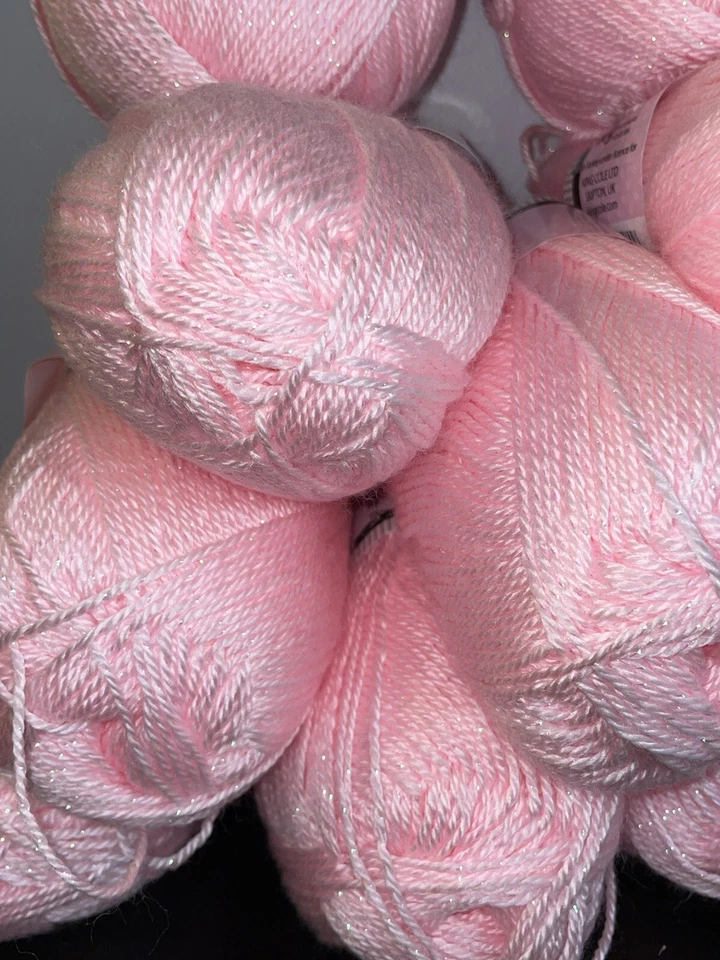 King Cole Baby Glitz DK Yarn: 12 Skeins 100 g Ea. Shade 103 PINK. Same Lot #. - Image 2 of 4