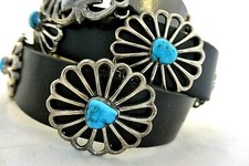 15 ozt Navajo CONCHO BELT Cast Sterling Silver w/11 MORENCI TURQUOISE buckle