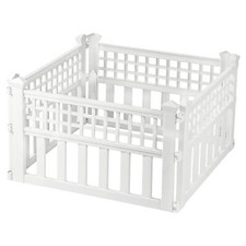 Pack of 4 White Plastic Fence Panels Garden Lawn Edging Plant Border Landscape