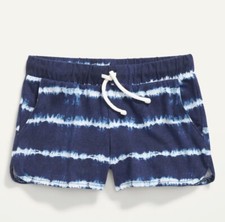 Old Navy Kids Size XS 5 Blue Stripe Jersey Shorts Dolphin-Hem .. Navy Blue