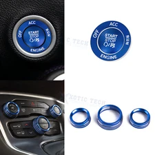 Blue Engine Start Push Button AC Control Knob Decor For Dodge Charger RAM 1500
