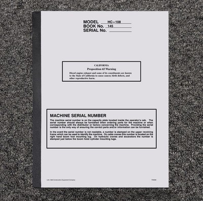 Link-Belt HC108A HC-108A Crane Owner Operator User Guide Manual 145