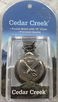 Cedar Creek Pocket Watch with 18  Chain, Precision Quartz, New In Package