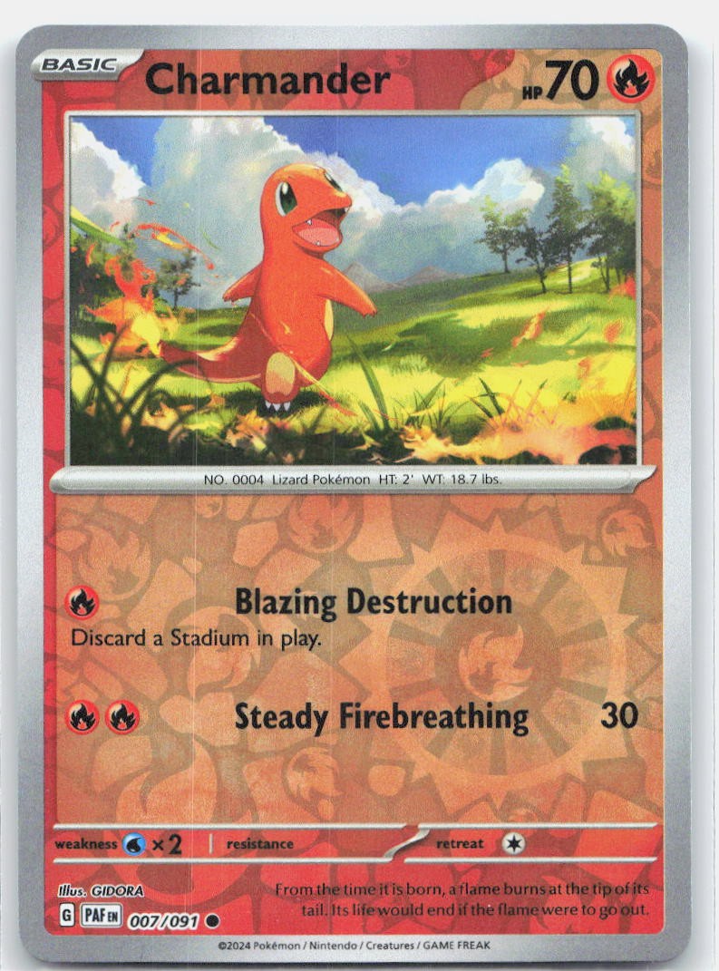 Charmander Reverse Holo 007/091 Common PAF ENGLISH NM Pokemon