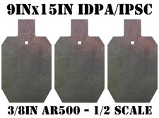 9"x15" 3/8" AR500 1/2 Scale IDPA/IPSC Steel Shooting Gong Target - 3pc Plate