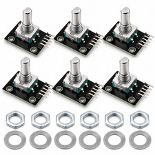6 Pack KY-040 Rotary Encoder Modules Threaded Shaft Push Button