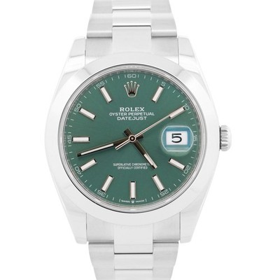 2024 PAPERS Rolex DateJust 41 MINT GREEN Stainless Steel 41mm OYSTER 126300 BOX