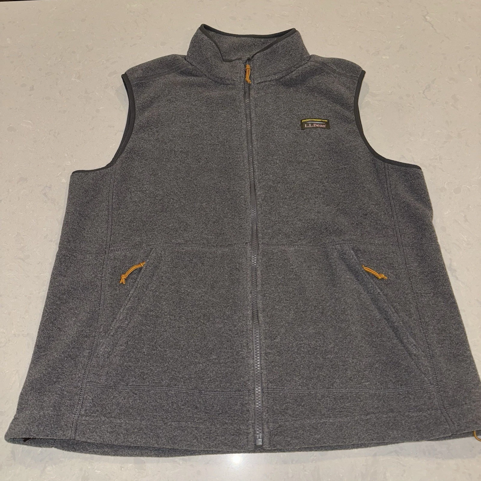 LL Bean Mountain Classic Fleece Vest Men’s Full Zip Hiking Fishing Golf Gray L