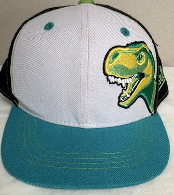  Aksels Kids T-Rex Dinosaur Flatbill Snapback Hat Cap Teal White Pre-owned