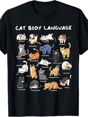Adorable Cat Body Language T-Shirt for Cat Enthusiasts