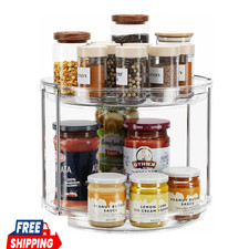 2 Tier Lazy Susan Turntable Organizer 9.25'' Rotating Spice Rack Organization