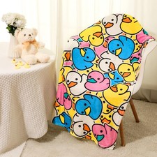 Cute Duck Throw Blanket All Season Cartoon Decorative Fleece Blankets Soft Co...