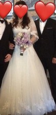 Modeca lace and embroidered wedding dress 14 off white with long veil and bolero