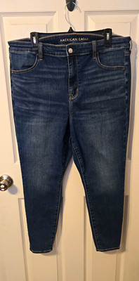 American Eagle Womens Plus High Rise Skinny Dark Wash Stretch Jeans 20 Short