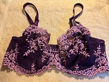 EUC Wacoal Bra Womens 38D Embrace Lace Underwire 65191 Two Tone Purple FR/SHP