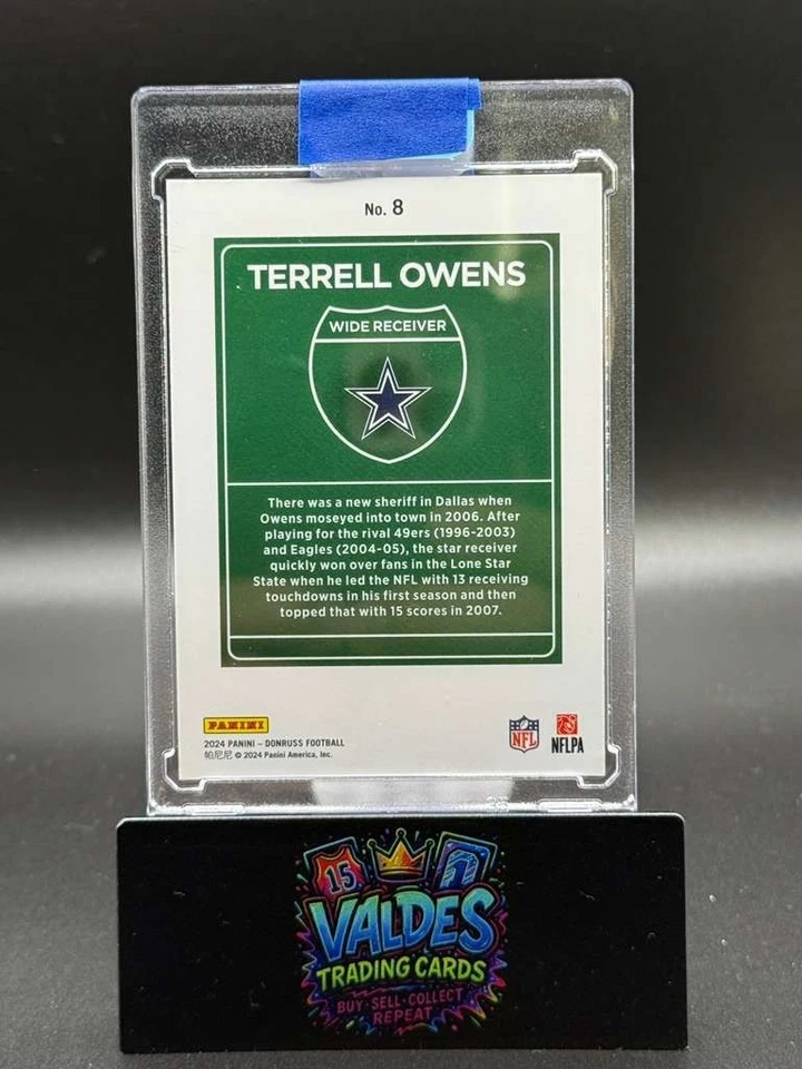 Donruss Terrell Owens Downtown SSP #8 2024 Dallas Cowboys CASO HIT Foto 2 de 2