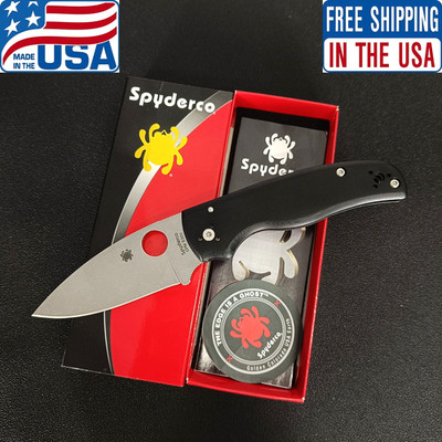Spyderco Shaman Compression Lock Knife Black G-10 (3.58'' Satin) C229GP