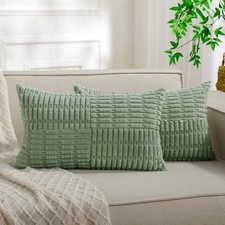 Lumbar Pillow Covers 12x20 Inch, Pack of 2 20" x 12" Pack of 2 Sagegreen