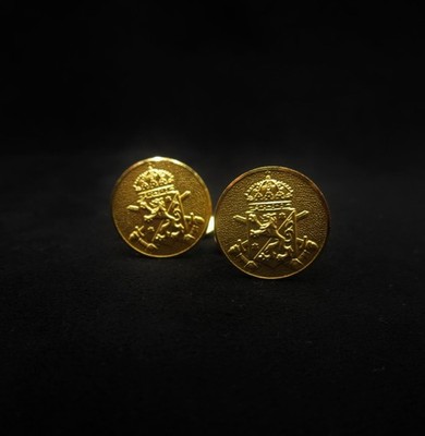 VTG Sporrong Gold Tone 0.75'' Round Griffon Lion Coat of Arms Cufflinks Unisex