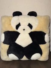 Panda Throw Pillow 3D Plush Square Shaped Cream Color Background 11 X 11 Inches