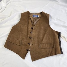 Pendleton Woolen Mills Faux Suede Wool Lining Vest 48 Western Mens Button Up