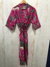 Indian Jungle 100% Cotton Long Beach Maxi Kimono Dress Long Size Bath Robe Maxi