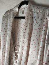 VTG Inner Most Women's Sz Medium 2 Pc Satin Robe  Chemise White-Pink Floral