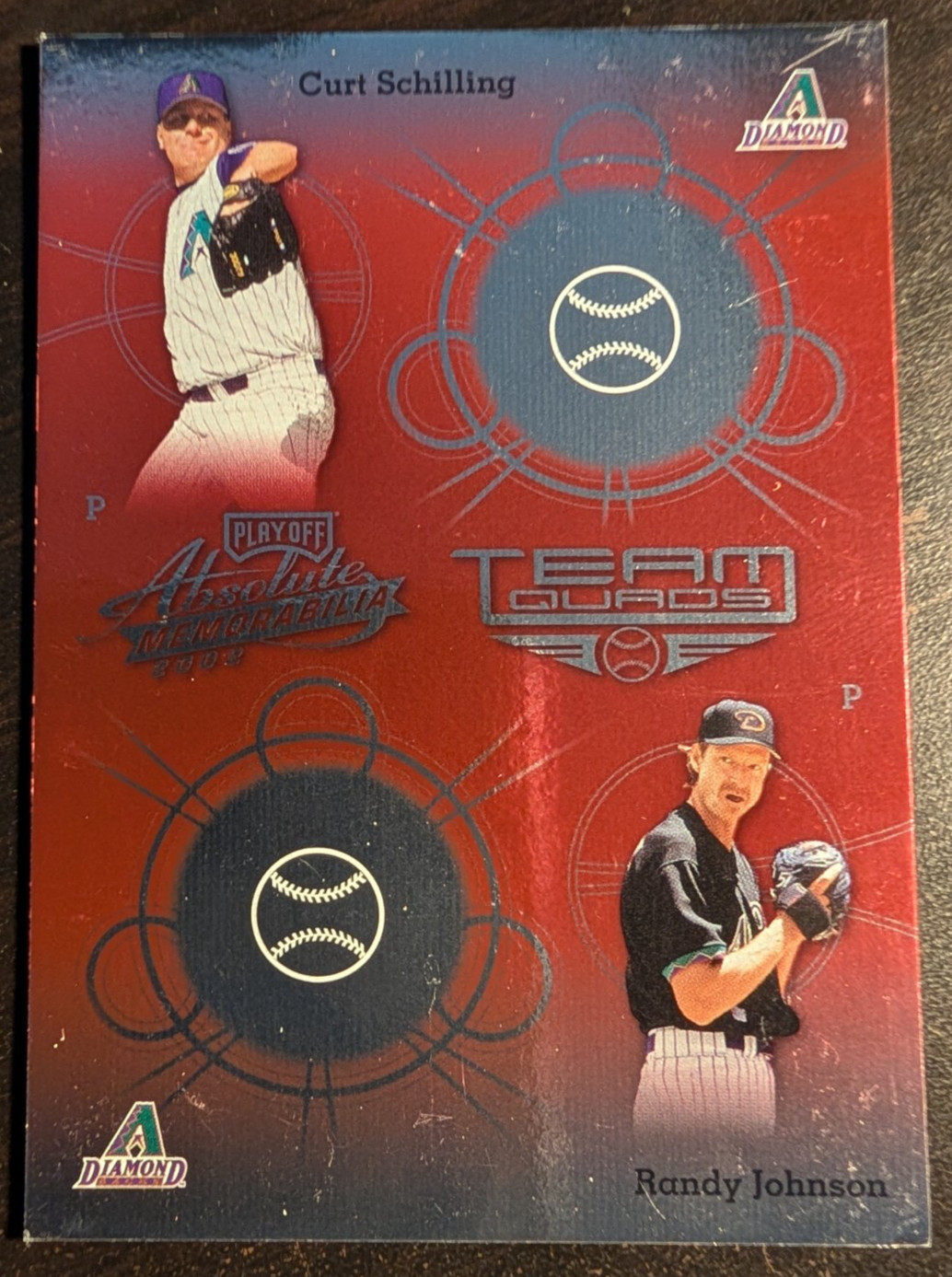 2002 Playoff Absolute Memorabilia - Team Quads Randy Johnson, Curt Schilling