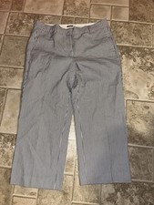 Nwt Talbots Size 8 Chelsea Pant 100 Cotton Blue Stripe Seersucker