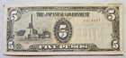Philippines Japanese Invasion Money 5 Pesos 1940's Block 30