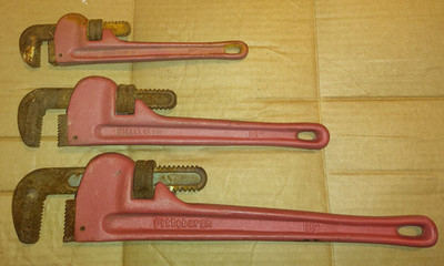 Lot of 3 PITTSBURGH Straight Pipe Heavy Duty Plumbing Wrench