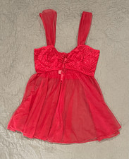 Secrets Red Vintage Lingerie Large Sheer Baby Doll