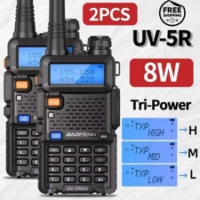 1/2PCS Baofeng UV 5R 5W 8W Walkie Talkie Ham CB Radio Long Range Dual Band VHF U