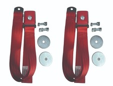 Pair 2 Bright Red Lap Seat Belts W Push Button For 1964-1973 Ford Mustang