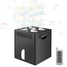 PAIDUN RGB 4-Hole Bubble Blower Machine Remote LED Light Stage Effect Equipment