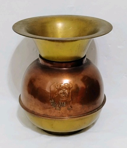 Vintage BULLDOG CUT PLUG Chewing Tobacco Brass Copper Spittoon 