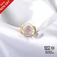 Valentines Deal Heart Chakra Natural Rose Quartz 925 Silver Band Ring Jewelry