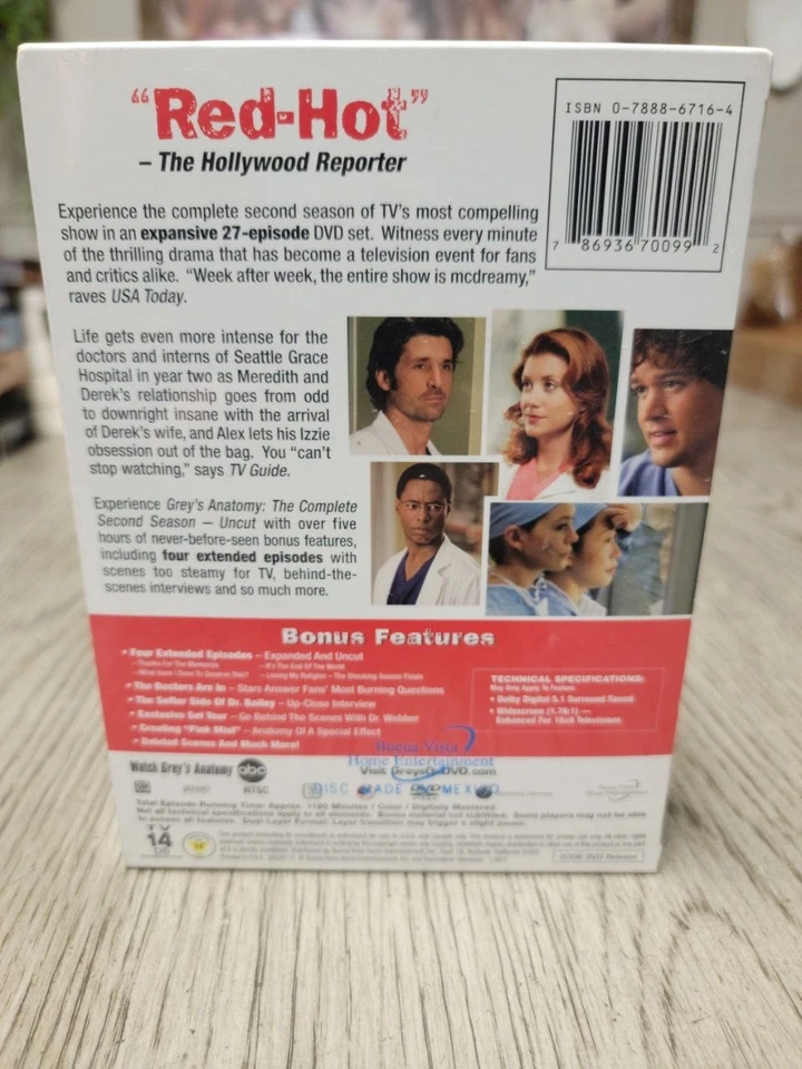 Grey's Anatomy Second Season Uncut DVD 2006 New Sealed *BUY 2 GET 1 FREE* Foto 2 de 2