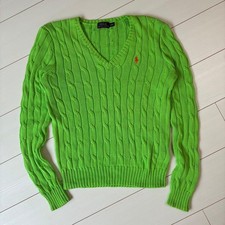 Polo Ralph Lauren Green Cotton Cable Knit Sweater M Near Mint Condition
