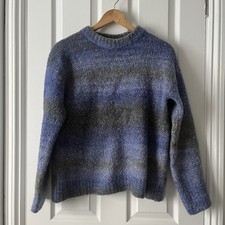 Weekday Blue/Grey Striped Jumper Size Small Great Condition Wool Rich Unisex