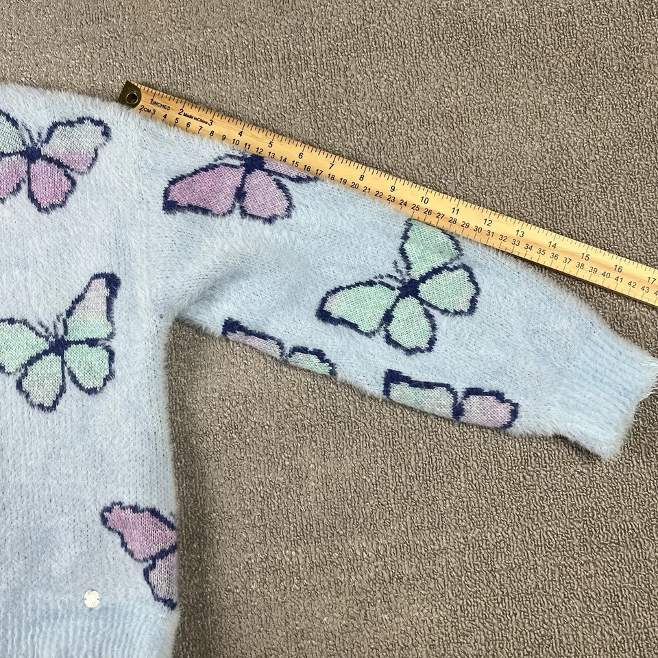 Suéter de pestañas Justice Girls cuello redondo mariposas pequeño 7/8 pulóver cárdigan Foto 3 de 4