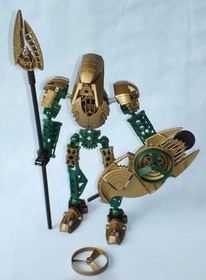 Lego Bionicle IRUINI (8762) Gold Toa Hagah Warrior in Canister with 2 Spinners