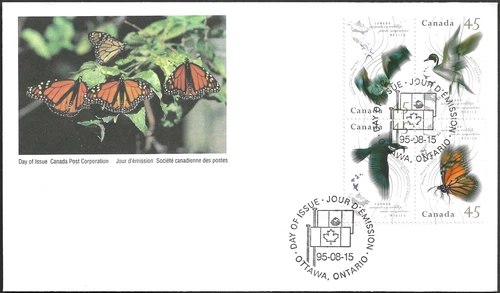 🍁Canada  #1566a Block D   "MIGRATORY WILDLIFE"  Brand New 1995  First Day Cover