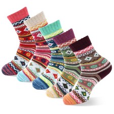 kissleaf Socks for Women, 5 Pairs Winter Warm One Size, 5 Mix Color a