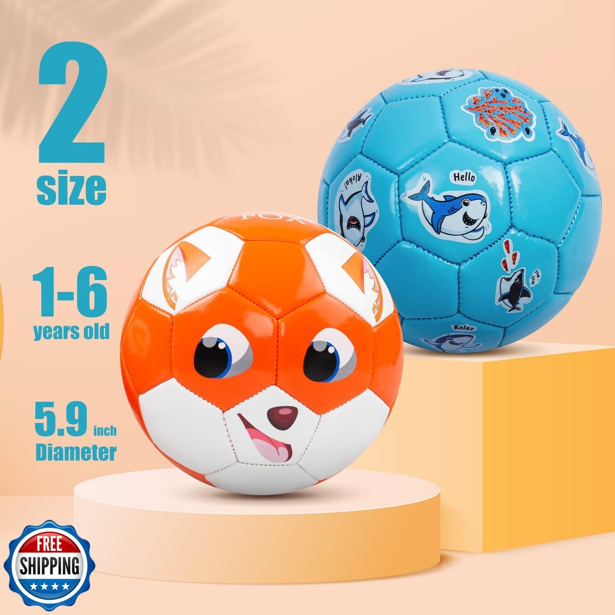 Toddler Soccer Ball Size 2 - Soft Kids Soccer Ball 2 Pack for Ages