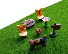 Fairy Garden Decor Collection Chair Flower Potted Birdbath Welcome Sign