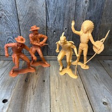 Vintage Louis Marx 1964 Plastic Wild West Figures Cowboys Native Americans Set